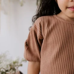 Jamie Kay Knits Light Russet Organic Cotton Waffle Knit Top