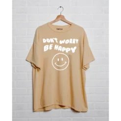 Livylu Don't Worry Be Happy Muted Yellow Tee Graphic Tees