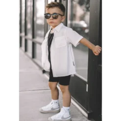 Little Bipsy Tops White Button Up Tee