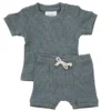 Mebie Baby Charcoal Waffle Cozy Shorts Set