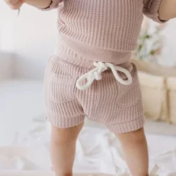 Jamie Kay Dusky Rose Organic Cotton Waffle Set Short Bloomers