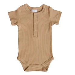 Mebie Baby Preemie + Newborn Cafe Organic Cotton Ribbed Snap Onesie