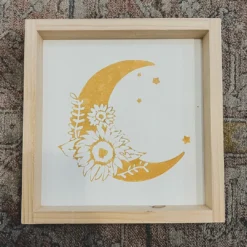 Emrose Moon + Floral Mustard Yellow Sign