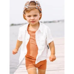 Little Bipsy Tops White Button Up Tee