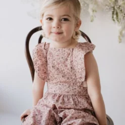 Jamie Kay Amelie Floral Organic Cotton Pincord Ruby Romper Overalls + Rompers