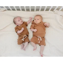 Mebie Baby Honey Organic Cotton Waffle Short Set