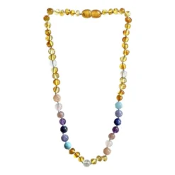 Sweet Tree Amber Amber + Pastel Rainbow Necklace 15" Jewelry