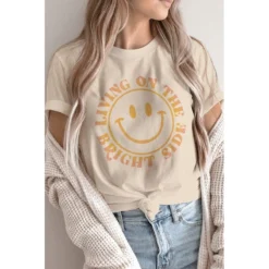 J+j Graphic Tees Bright Side Smiley Cream Tee