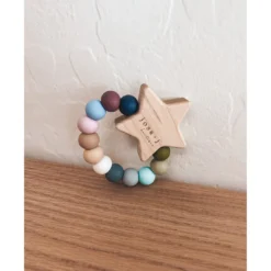 Bannor Toys Pebble Wooden Star Silicone Teether