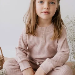 Jamie Kay Dusky Rose Organic Cotton Waffle Oliver Pants