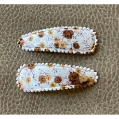 Minikane Brown + Tan Dainty Floral Pig Tail Clips Headwear