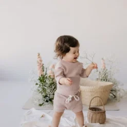 Jamie Kay Knits Dusky Rose Organic Cotton Waffle Easton Top