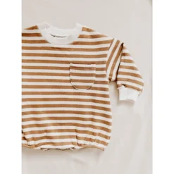 Orcas Lucille Honey Stripe Sweatshirt Romper Overalls + Rompers