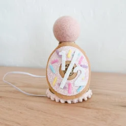 Cutest Little Party Party Time # 1/2 Gold Glitter + Donut + White Glitter Party Hat