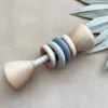 Bannor Toys Beige + Taupe Classic Wooden Rattle