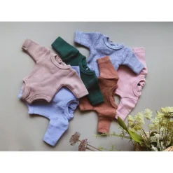 Cinnamon Ribbed Long Sleeve Romper Minikane Clothing Dolls + Plushies