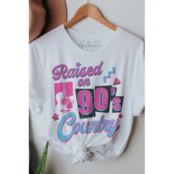 J+j Raised On 90's Country White Tee Graphic Tees