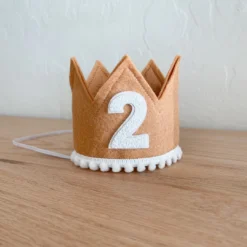 Cutest Little Party Party Time # 2 Toast Felt + White Pom Trim + White Crown