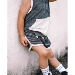 Little Bipsy Bottoms Slate Blue Terry Track Shorts