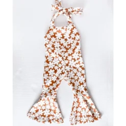 Bailey's Blossoms Flower Child Andi Jumper Pleated Bell Bottom Jumpsuit Overalls + Rompers