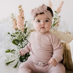 Jamie Kay Preemie + Newborn Dusky Rose Organic Cotton Waffle Knit Headband