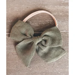 Mae + Skye Linen Moss Oversized Pinwheel Nylon Headband