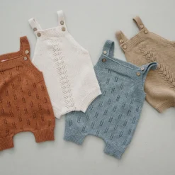 Mebie Baby Rust Knit Short Romper Knits