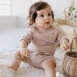 Jamie Kay Dusky Rose Organic Cotton Waffle Set Short Bloomers