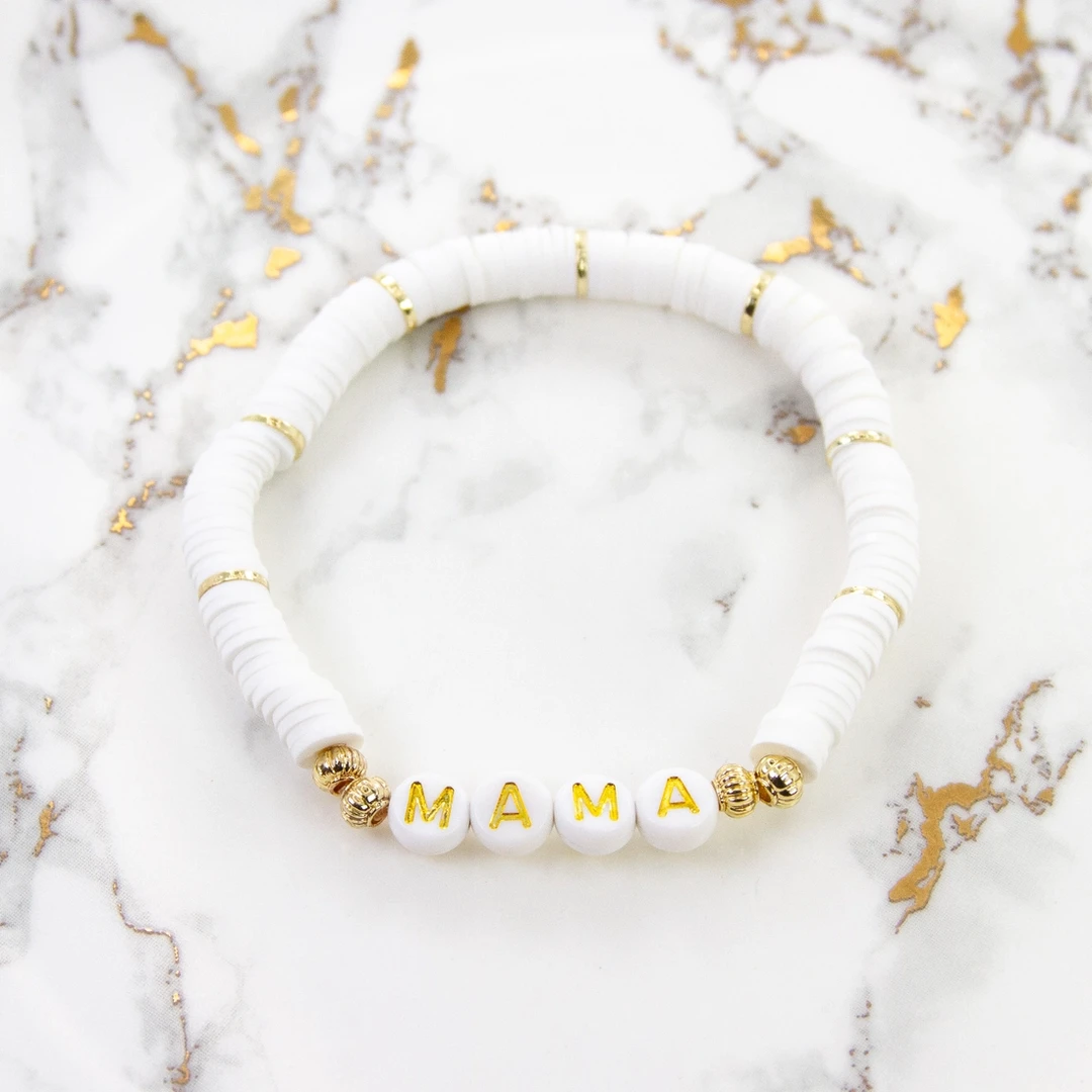 J+j Bracelets Mama Gold + White Bracelet 7 J+j Bracelets Mama Gold + White Bracelet