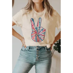 J+j Peace Sign Cream America Tee