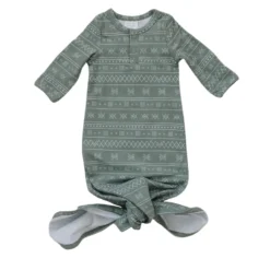 Mebie Baby Sage Alpine Organic Cotton Knotted Gown Preemie + Newborn