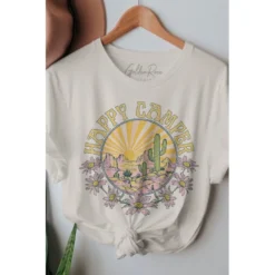 J+j Happy Camper Cream Oversized Tee