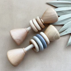 Bannor Toys Beige + Taupe Classic Wooden Rattle