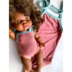 Dolls + Plushies Bright Pink + Aqua Romper Minikane Clothing