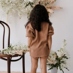 Jamie Kay Knits Light Russet Organic Cotton Waffle Knit Top