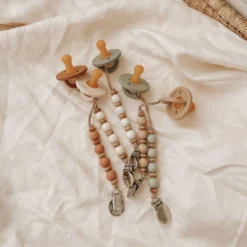 Pretty Please Teethers Linen Ebony Classic Pacifier Clip