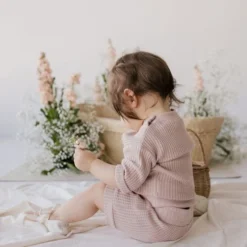 Jamie Kay Dusky Rose Organic Cotton Waffle Set Short Bloomers