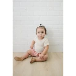 Mebie Baby Preemie + Newborn Vanilla Organic Cotton Ribbed Onesie