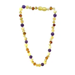Sweet Tree Amber Amber + Amethyst Necklace 15" Jewelry