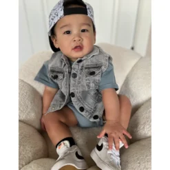 Little Bipsy Outerwear Grey Wash Denim Vest