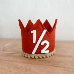 Cutest Little Party # 1/2 Copper Felt + Toast Pom Trim + White Crown