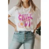 J+j Chill Out Smiley Face White Tee Graphic Tees