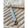 Mae + Skye Blue Linen Stripes Fabric Pacifier Clip