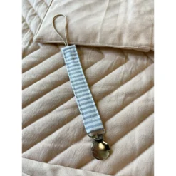 Mae + Skye Blue Linen Stripes Fabric Pacifier Clip