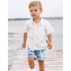 Little Bipsy Tops White Button Up Tee