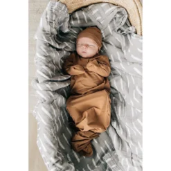Mebie Baby Mustard Bamboo Knotted Gown Preemie + Newborn