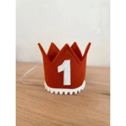 Cutest Little Party Party Time # 1 Copper Felt + White Pom Trim + White Crown