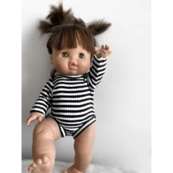 Black + White Ribbed Romper Minikane Clothing