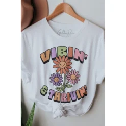 J+j Vibin' & Thrivin' White Tee Graphic Tees