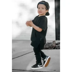 Little Bipsy Black Short Sleeve Hoodie Tops